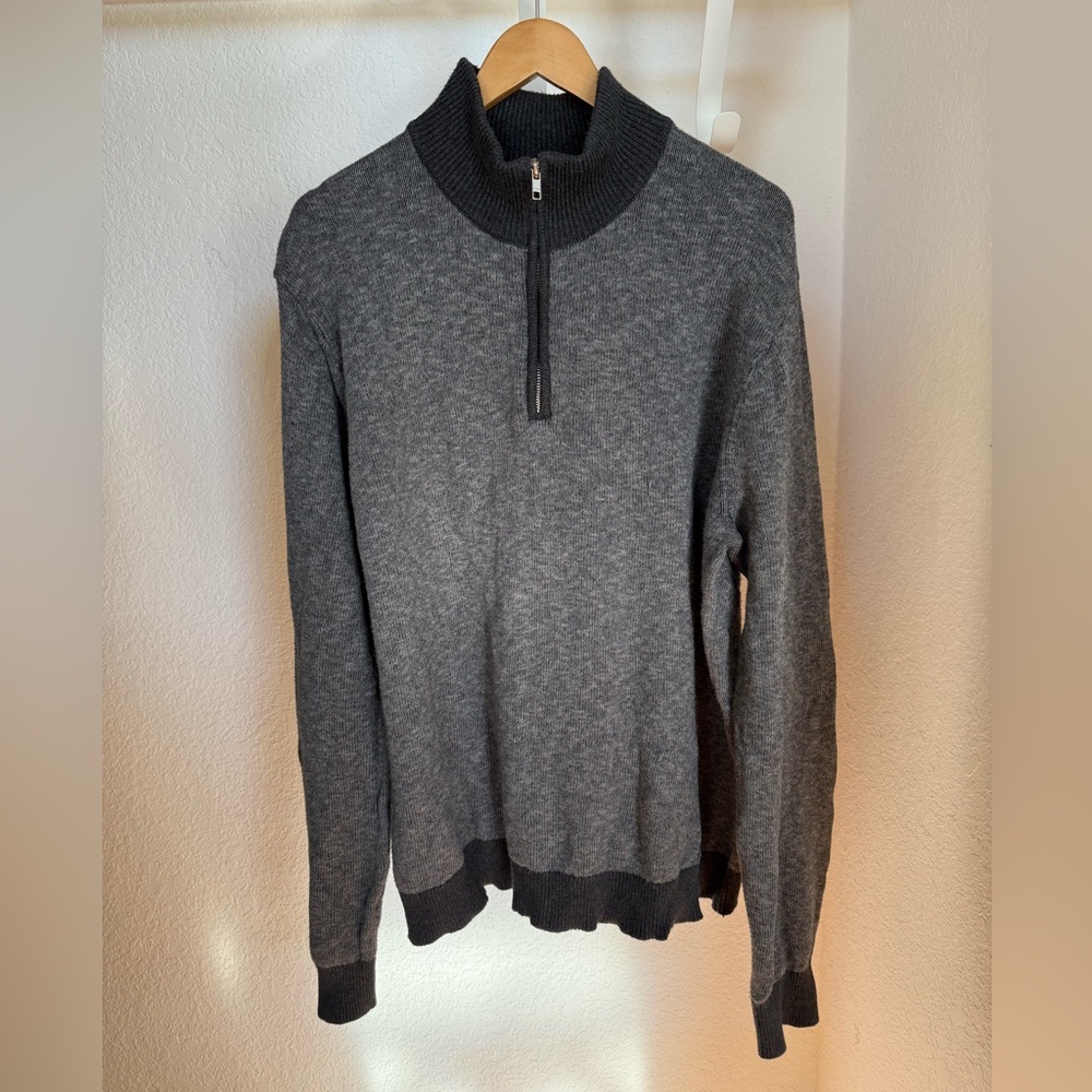 Goodfellow & Co Men’s Gravel Grey Two Toned 1/4 Zip Cotton Sweater - XL